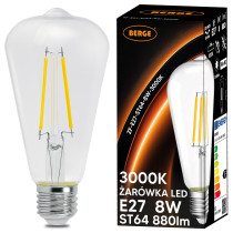 BERGE SADA 6x LED žiarovka E27 ST64 6W 660lm Filament 3000K - tepla biela
