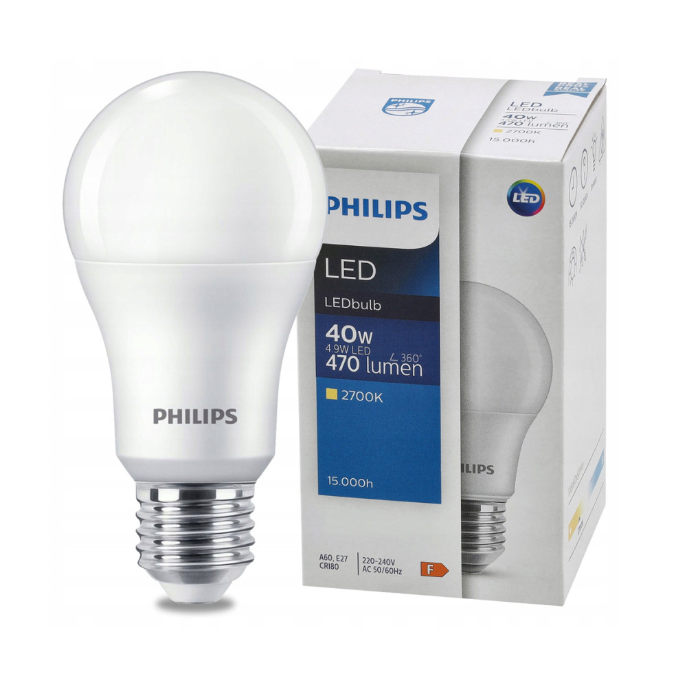 BERGE LED žiarovka E27 PHILIPS 4,9W 470lm - tepla biela