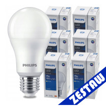 BERGE SADA 6 ks LED žiaroviek PHILIPS E27 10W 1055lm - tepla biela
