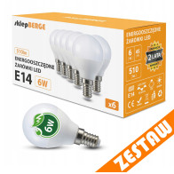 BERGE Sada 6 LED žiaroviek E14 7W G45 600lm Farba - neutrálna biela