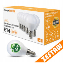 BERGE SADA 6x LED žiarovka E14 G45 10W 830lm - tepla biela