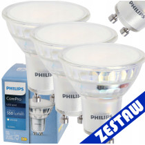 SADA 3x žiarovka Philips GU10 4,9W 550lm 112lm/W 3000K EyeComfort CorePro