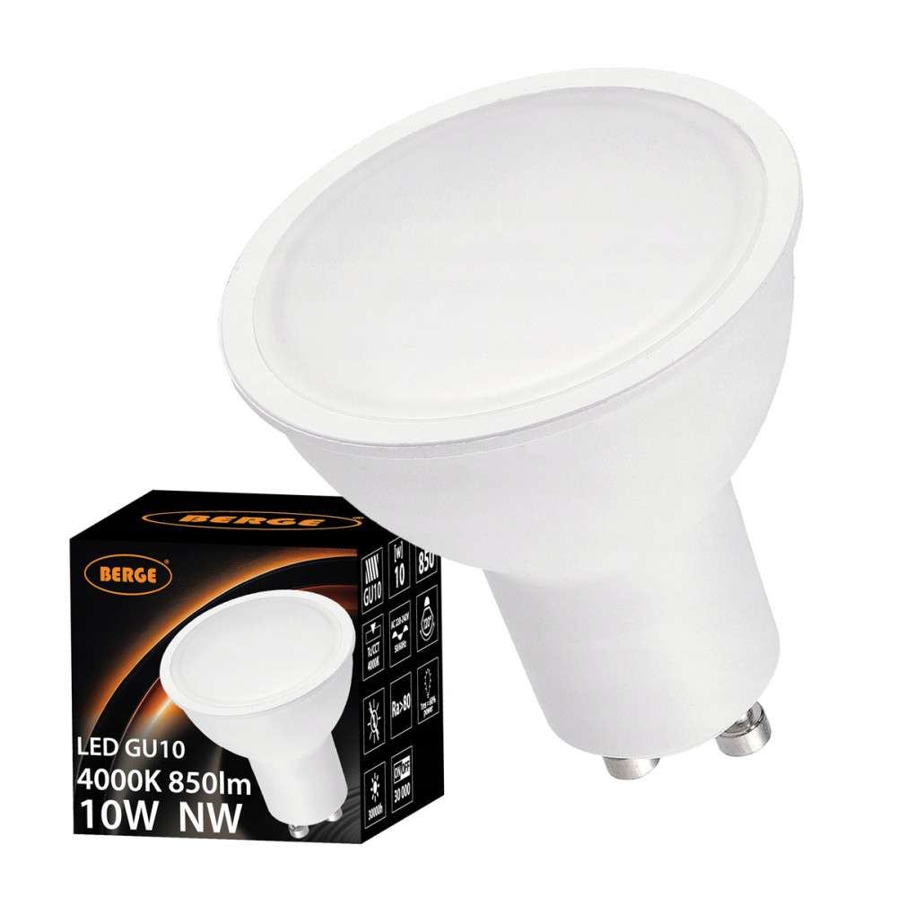 BERGE LED žiarovka Gu10 10W 800lm Neutrálna farba 4000K