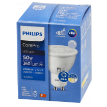 PHILIPS LED žiarovka GU10 4,8W 360lm CorePro CCT