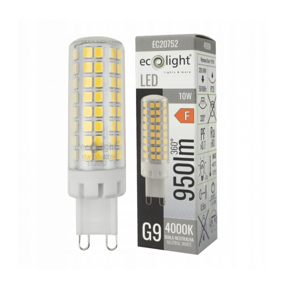 BERGE G9 LED žiarovka 10W 4000K 950lm - neutrálná biela