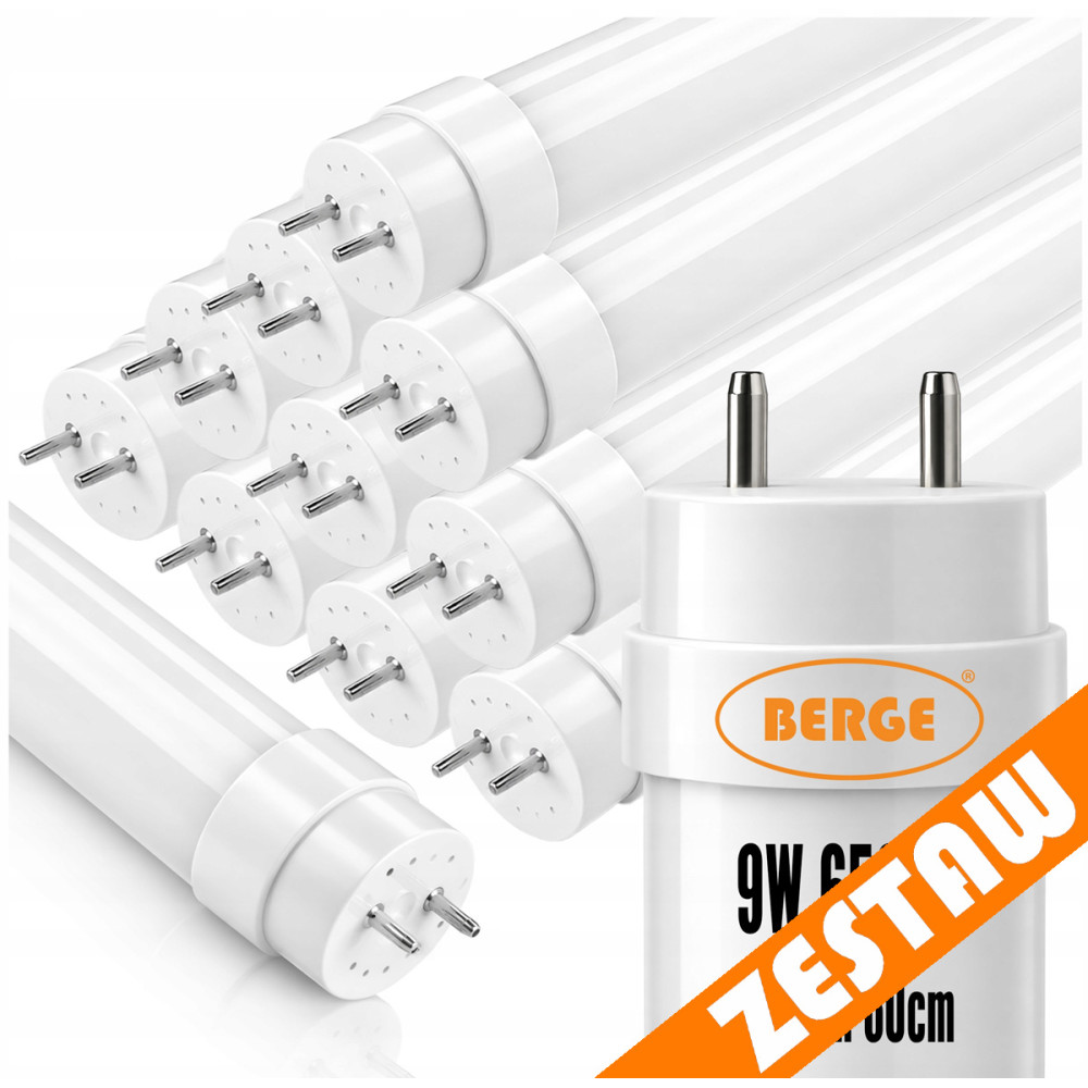 BERGE 10x LED trubice 9W 950lm 60cm 6500K G13 T8 - studena biela