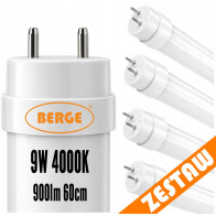 BERGE 4x LED trubicové svetlo 9W 900lm 60cm 4000K G13 T8 - nieutrálná biela