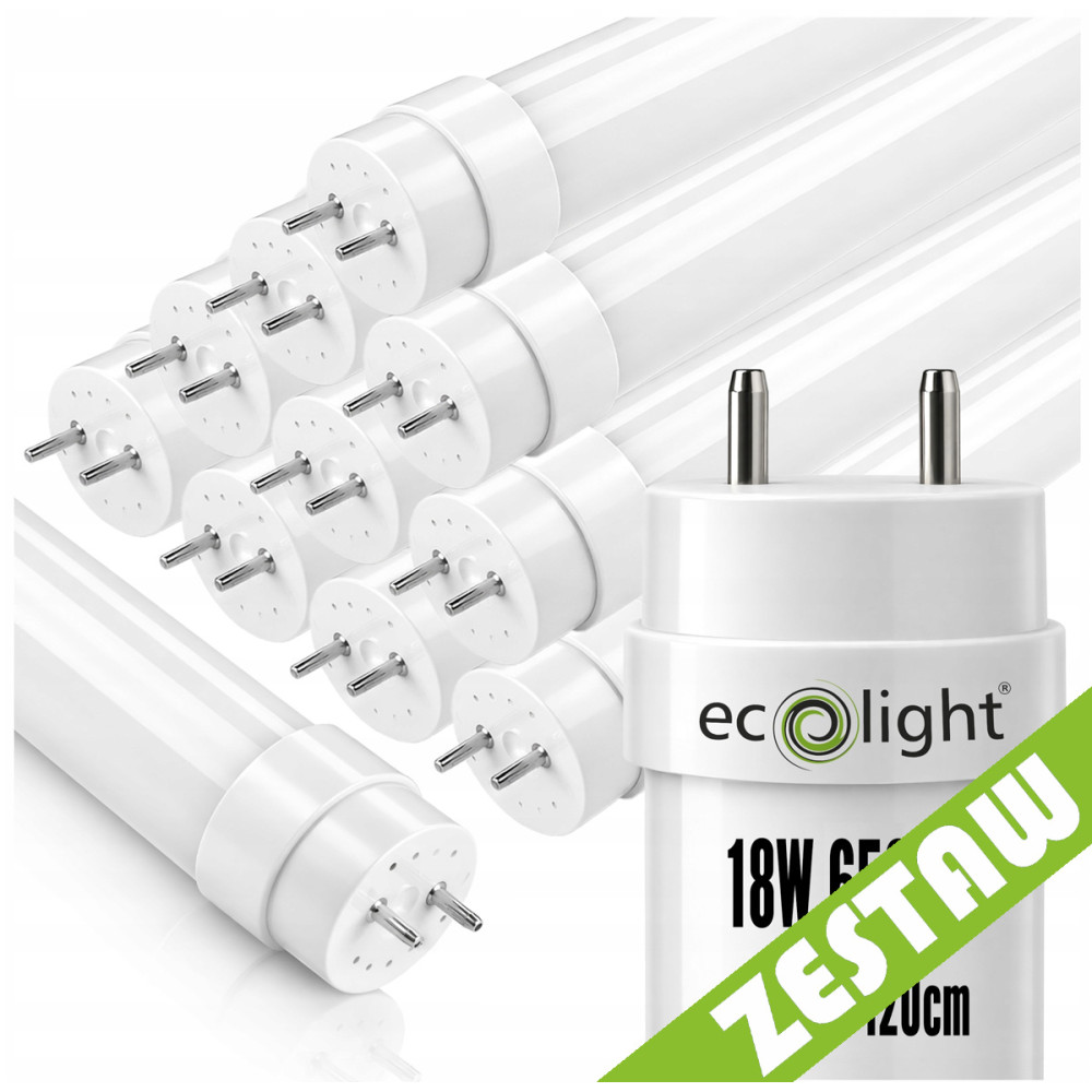 ECOLIGHT 10x LED trubice 120cm 18W 6500K 1800lm T8 G13 - studená biela