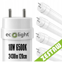 ECOLIGHT 4x LED trubicové svetlo 120cm 18W 2430lm 6500K T8 G13