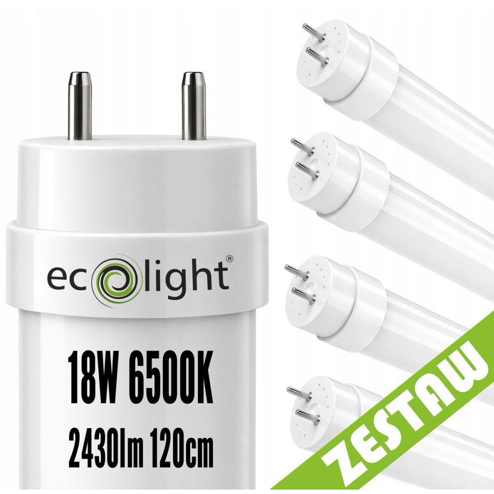 ECOLIGHT 4x LED trubicové svetlo 120cm 18W 2430lm 6500K T8 G13