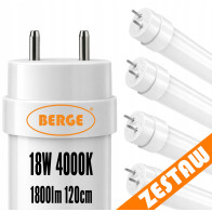 BERGE 4x LED trubicové svetlo 18W T8 120cm 1800lm 4000K neutrálna biela