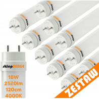 ECOLIGHT SADA 10x LED trubíc 120CM T8 18W 2520lm 140LM/W 4000K SILNÉ svetlo