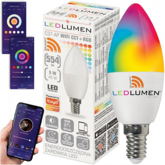 LED žiarovka 5W CCT+RGB  WIFI TUYA SMART E14