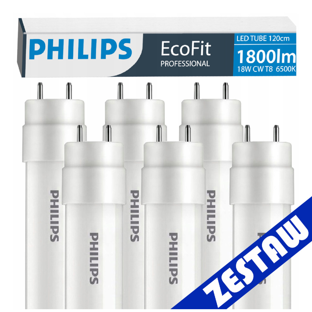 SADA 6x Philips LED trubice 120 cm 17,5W 1800 lm 6500 K 30 000 h EcoFit