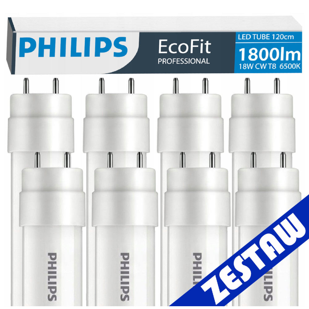SADA 8 ks Philips LED trubíc 120 cm 17,5W 1800 lm 6500 K 30 000 h EcoFit