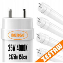 BERGE 4x LED žiarivka 150cm T8 25W 3375lm 4000K - nieutrálná biela