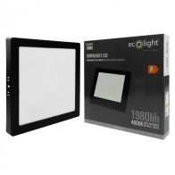 BERGE LED prisadený stropný panel – štvorec, 18 W, 1980 lm, čierny