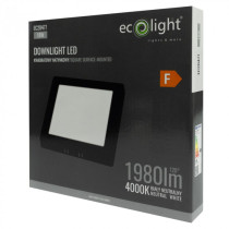 BERGE LED prisadený stropný panel – štvorec, 18 W, 1980 lm, čierny