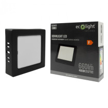 BERGE LED prisadený stropný panel – štvorec, 6 W, 660 lm, čierny