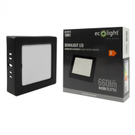 BERGE LED prisadený stropný panel – štvorec, 6 W, 660 lm, čierny