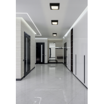 BERGE LED prisadený stropný panel – štvorec, 12 W, 1200 lm, čierny