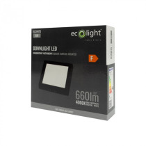 BERGE LED prisadený stropný panel – štvorec, 6 W, 660 lm, čierny