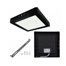 BERGE LED prisadený stropný panel – štvorec, 12 W, 1200 lm, čierny