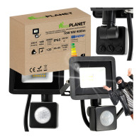 BERGE LED reflektor 10W 900lm so senzorom pohybu, súmrakový reflektor IP65