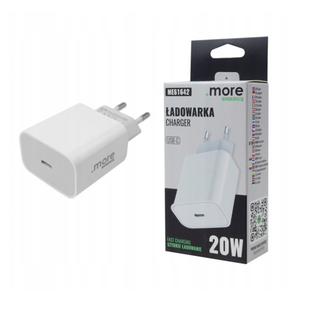 BERGE Rýchla nástenná nabíjačka pre telefón s dvojitým napájaním 20W USB-C Cube