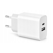 BERGE Dvojitá rýchla nabíjačka do steny 20W napájací zdroj USB-C USB-A Cube biely