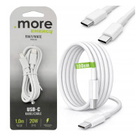 BERGE Nabíjací kábel USB-C pre telefón 20W 1m 100cm Rýchlonabíjací biely