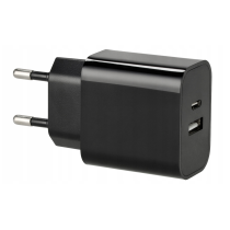 BERGE Dvojitá rýchla nabíjačka do steny 20W napájací zdroj USB-C USB-A Cube čierna