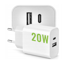 BERGE Rýchla sieťová nabíjačka USB / USB-C / USB-A + kábel USB-C 1 m (100 cm), 20 W – sada