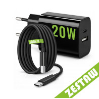 BERGE Sada: rýchla sieťová nabíjačka USB / USB-C / USB-A + kábel USB-C 1 m (100 cm), 20 W