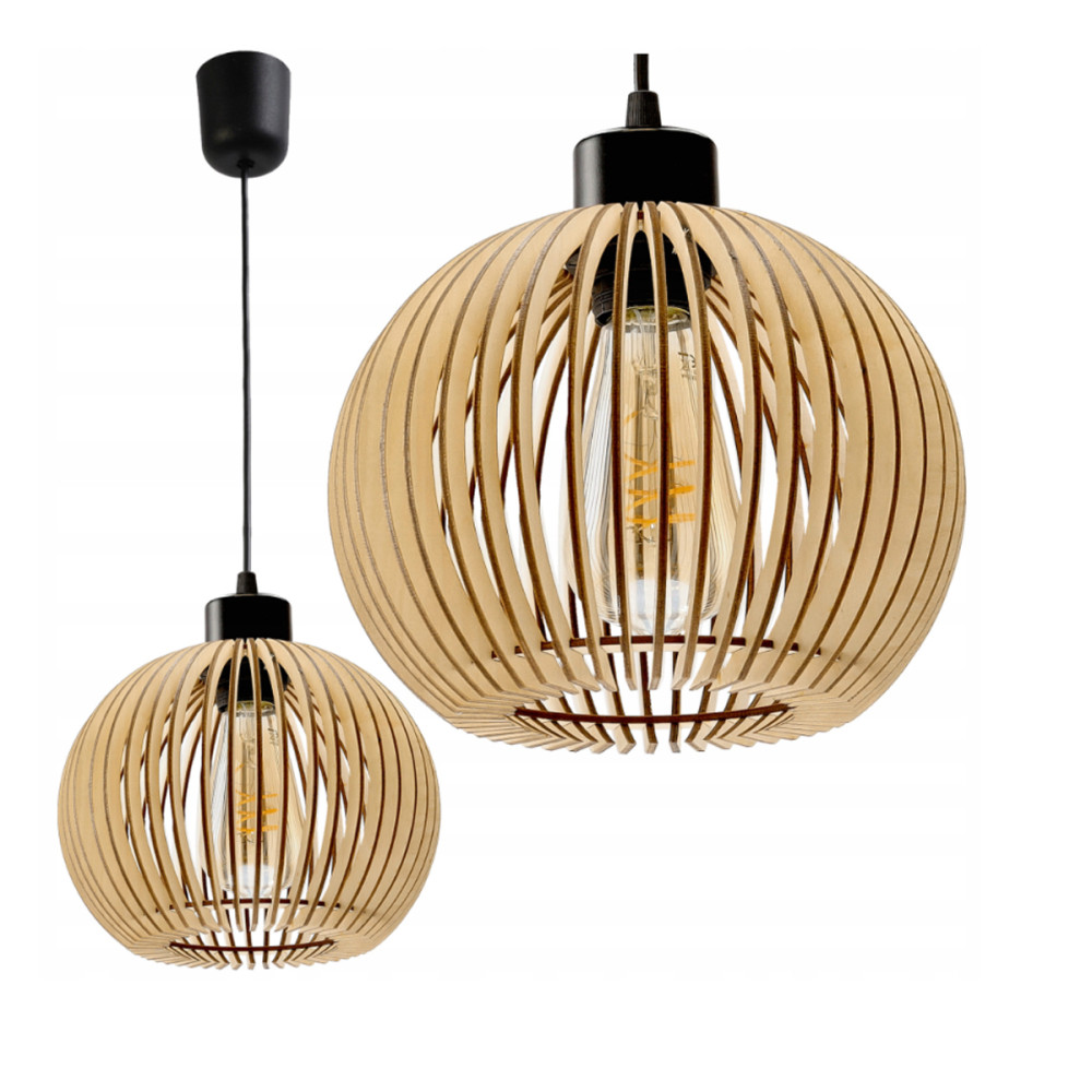 BERGE Drevená stropná závesná lampa 1xE27 KULA Luca Vysokokvalitná