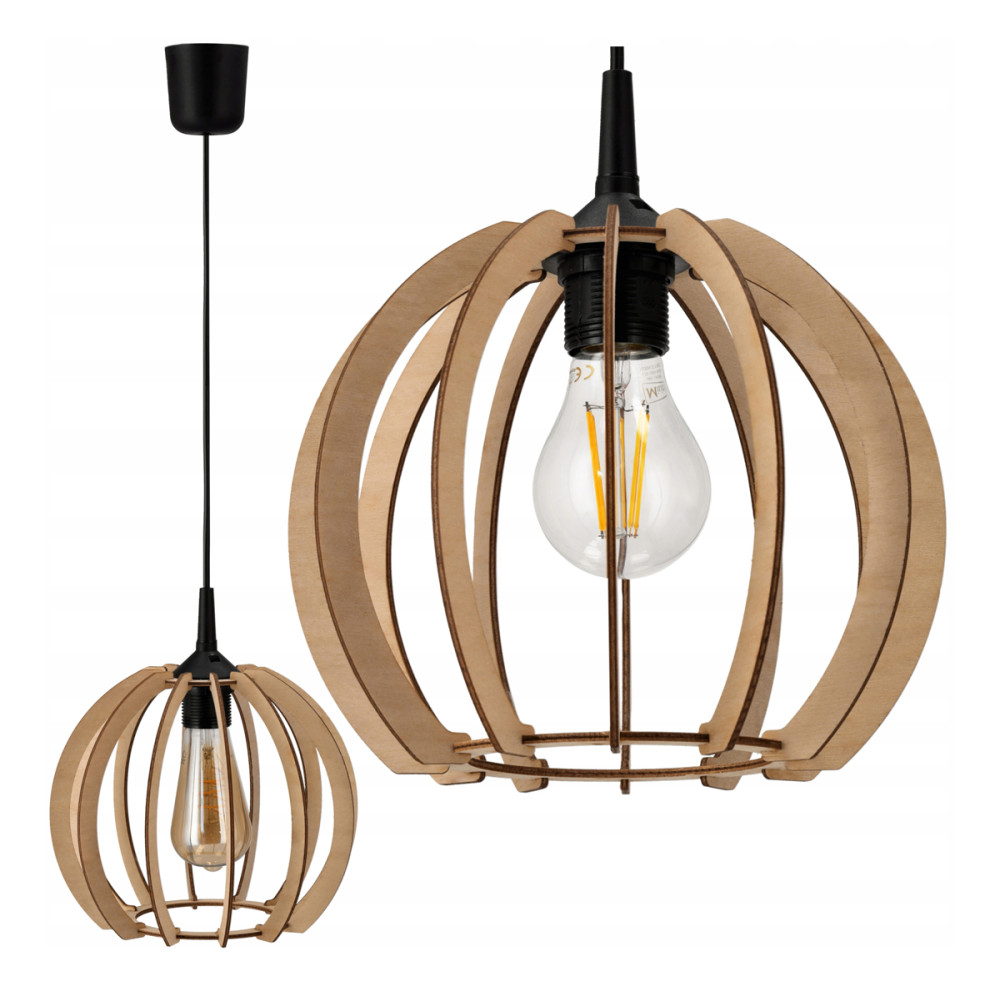 BERGE DREVENÁ STROPNÁ ZÁVESNÁ LAMPA 1xE27 LED + KLIP Vysoká kvalita