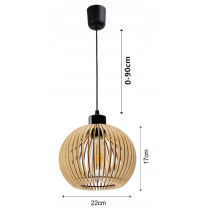 BERGE Drevená stropná závesná lampa 1xE27 KULA Luca Vysokokvalitná