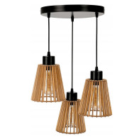 BERGE Drevená závesná stropná lampa, nástenná lampa, 3xE27, kovová do obývačky