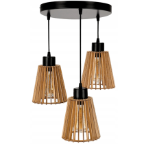 BERGE Drevená závesná stropná lampa, nástenná lampa, 3xE27, kovová do obývačky