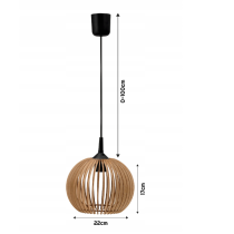 BERGE LED STROPNÁ ZÁVESNÁ LAMPA, DREVENÁ, 1xE27 + KLIP PRE JEDNODUCHÚ MONTÁŽ