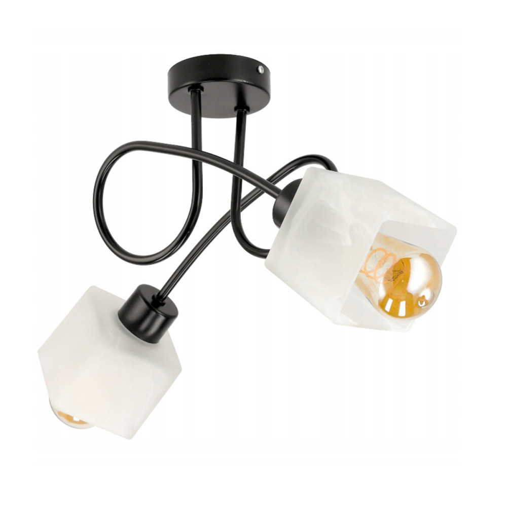 BERGE LED stropná závesná lampa, Loft, 2xE27, mliečne sklenené tienidlo