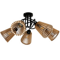 BERGE LED STROPNÉ SVIETIDLO LOFT 5XE27 DREVENÉ Kužeľ