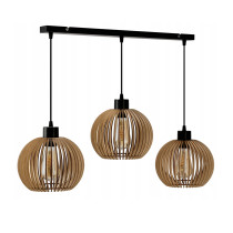 BERGE LED závesná lampa 3xE27 drevená nastaviteľná do kuchyne obývačky atmosférická