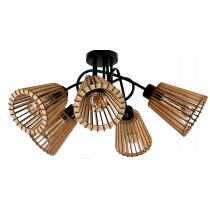 BERGE LED STROPNÉ SVIETIDLO LOFT 5XE27 DREVENÉ Kužeľ