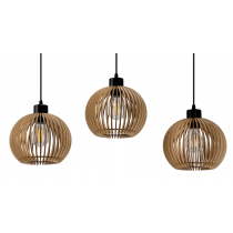BERGE LED závesná lampa 3xE27 drevená nastaviteľná do kuchyne obývačky atmosférická