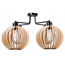 BERGE Závesná lampa DRON 4xE27 - DREVENÁ GUĽA