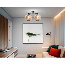 BERGE Závesná lampa DRON 4xE27 - DREVENÁ GUĽA