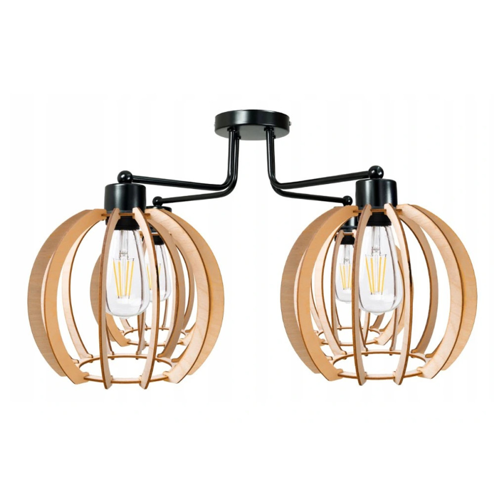 BERGE Závesná lampa DRONE 4xE27 - DREVENÁ GUĽA 2