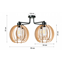BERGE Závesná lampa DRONE 4xE27 - DREVENÁ GUĽA 2
