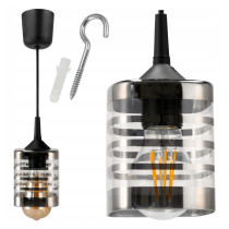 BERGE Závesné stropné svietidlo / luster LED E27, nastaviteľné 0–100 cm, sklenené tienidlo